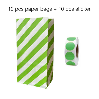 10 units of bags and colorful striped stickers and polka dot stickers 18x9x6cm for souvenirs