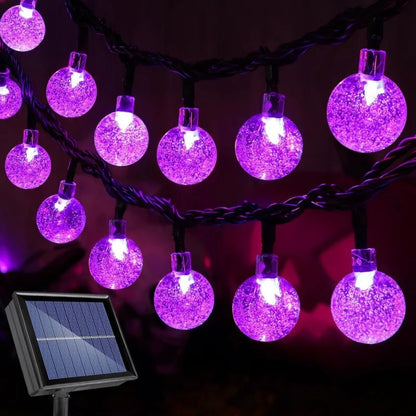 Solar Crystal Globe String Lights with 8 Modes, IP65 Waterproof