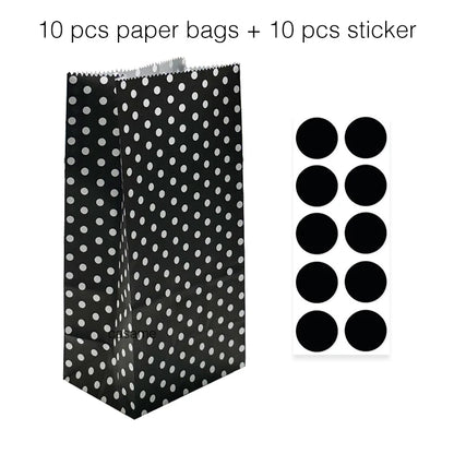 10 units of bags and colorful striped stickers and polka dot stickers 18x9x6cm for souvenirs