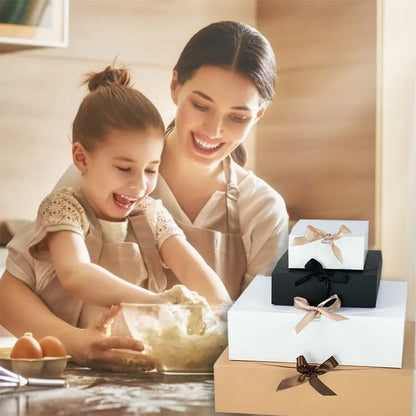 Kraft paper gift box with decorative bow ribbons, various sizes