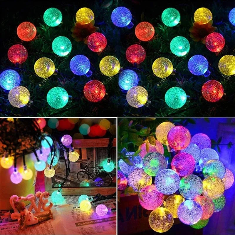 Solar Crystal Globe String Lights with 8 Modes, IP65 Waterproof