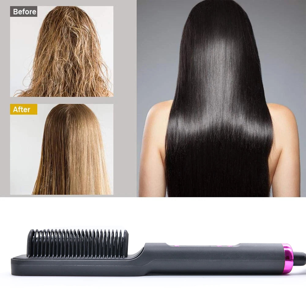 Hair straightening brush