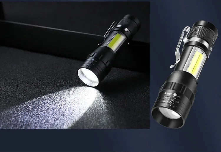 Mini USB rechargeable COB+XPE flashlight