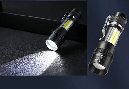 Mini USB rechargeable COB+XPE flashlight