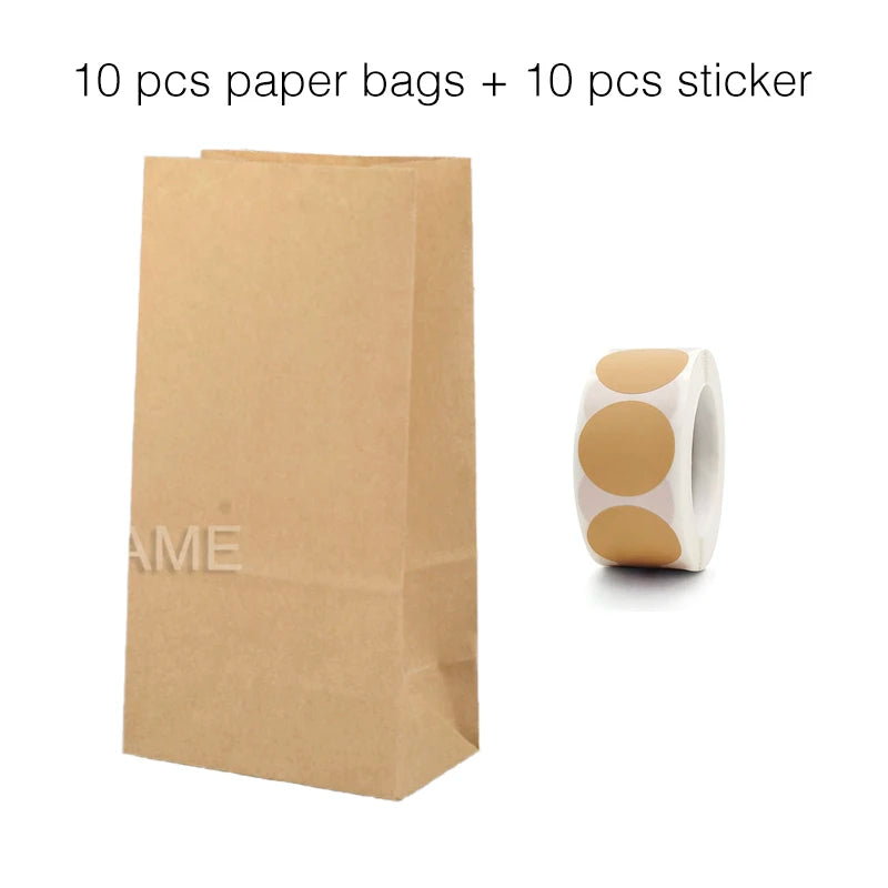 10 units of bags and colorful striped stickers and polka dot stickers 18x9x6cm for souvenirs