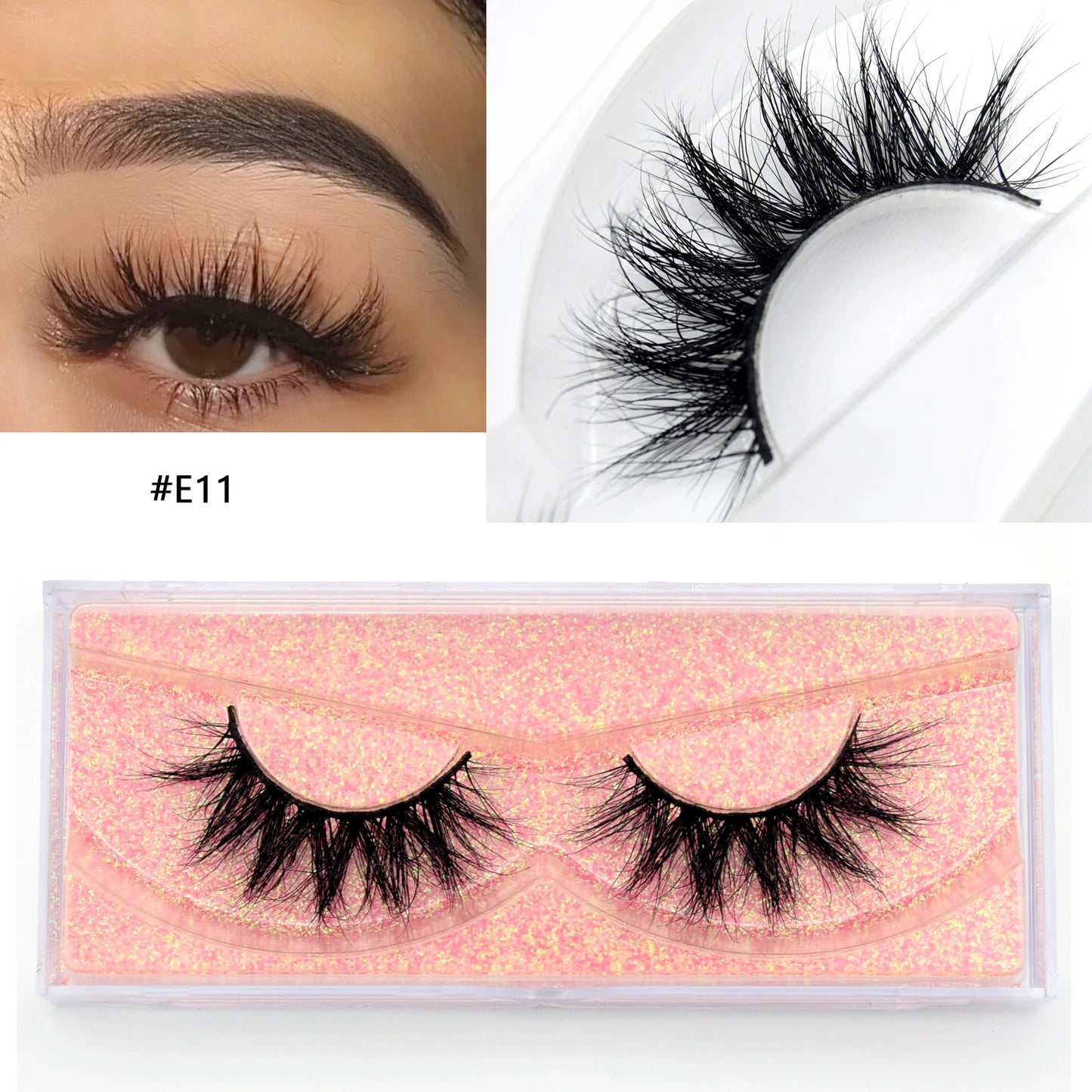 Visofree Mink Eyelashes 100% Cruelty free Handmade 3D Mink Lashes Full Strip Lashes Soft False Eyelashes Makeup  Lashes E11
