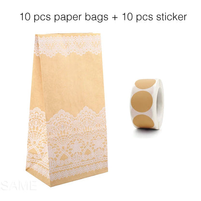 10 units of bags and colorful striped stickers and polka dot stickers 18x9x6cm for souvenirs