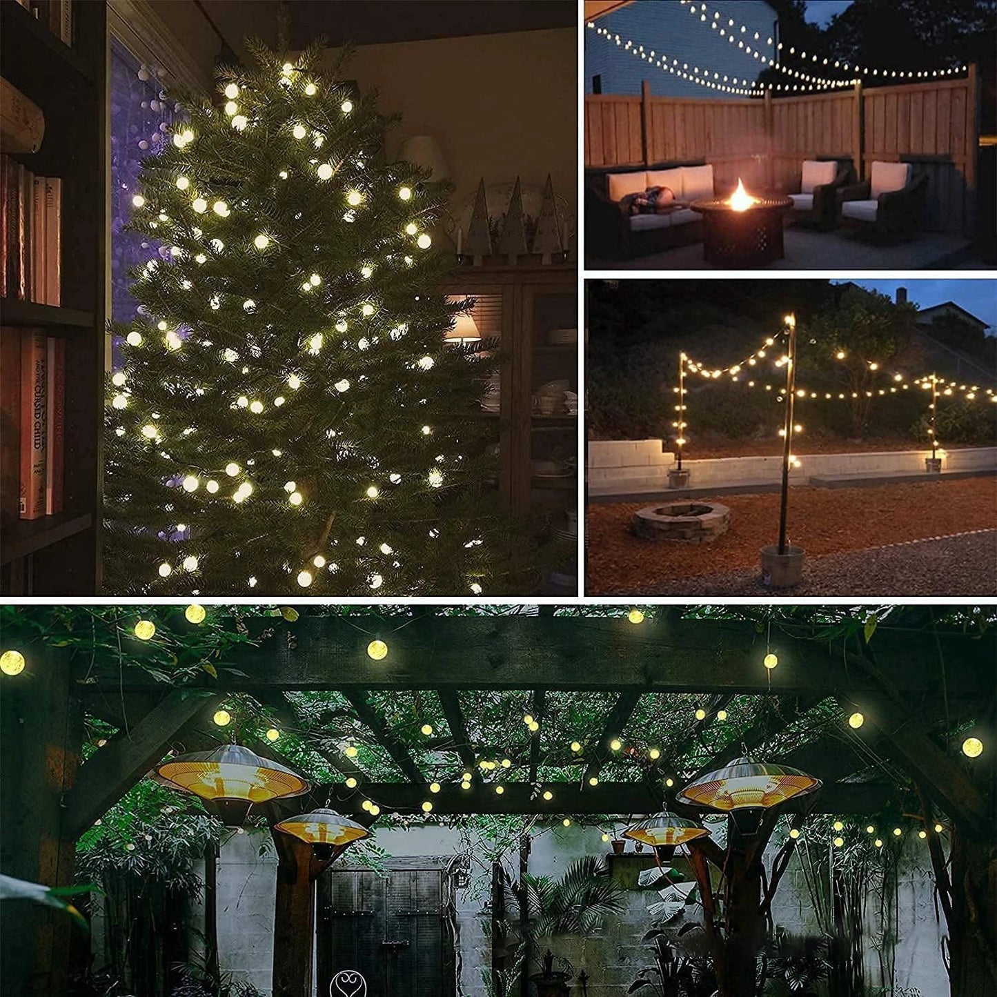 Solar Crystal Globe String Lights with 8 Modes, IP65 Waterproof