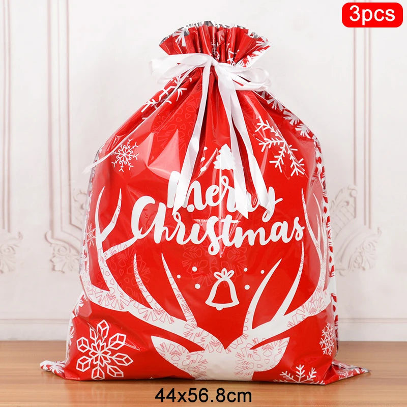 3/5pcs Drawstring Gift Bags for Merry Christmas, New Year 2025
