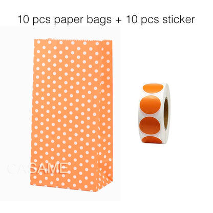 10 units of bags and colorful striped stickers and polka dot stickers 18x9x6cm for souvenirs