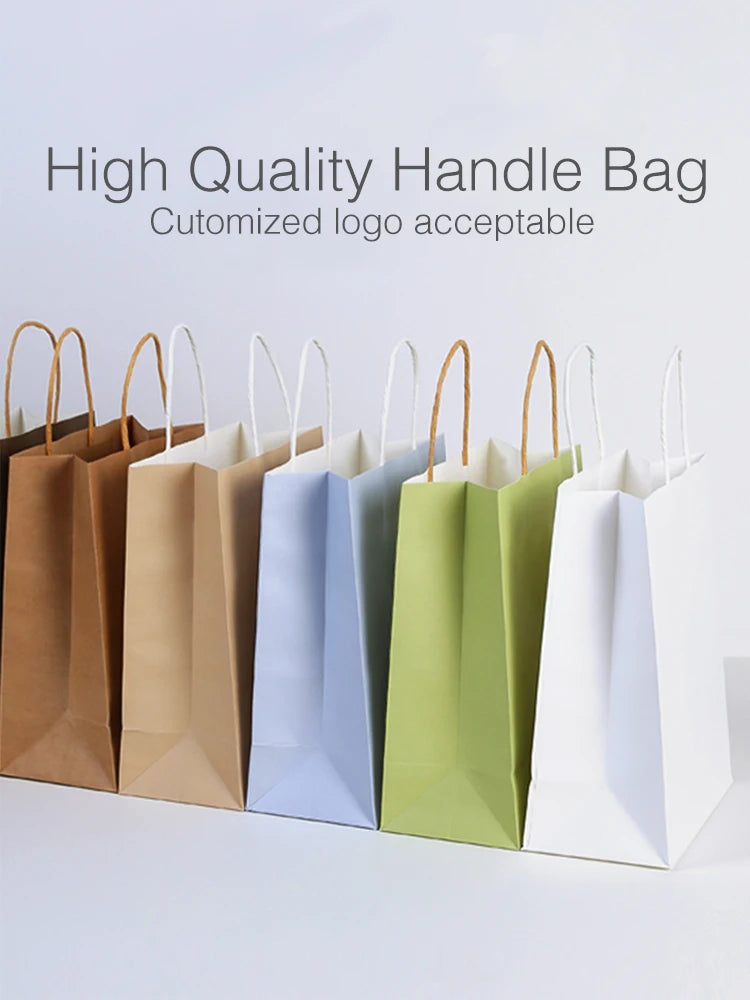 10pcs Kraft Paper Bags, Reusable Gift Bags, Gift Packaging