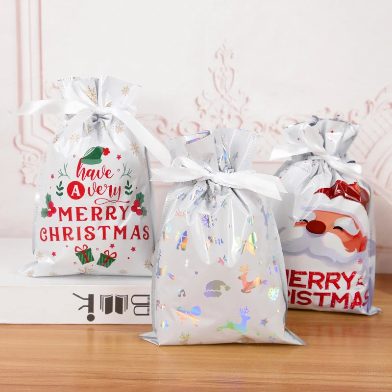 3/5pcs Drawstring Gift Bags for Merry Christmas, New Year 2025