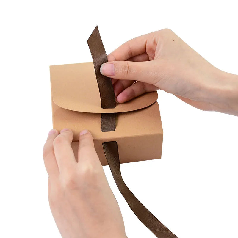 Kraft paper gift box with decorative bow ribbons, various sizes