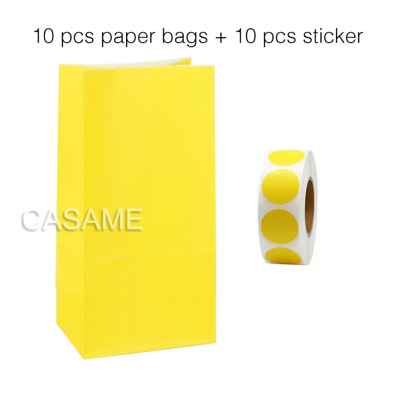10 units of bags and colorful striped stickers and polka dot stickers 18x9x6cm for souvenirs