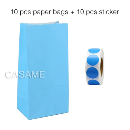 10 units of bags and colorful striped stickers and polka dot stickers 18x9x6cm for souvenirs