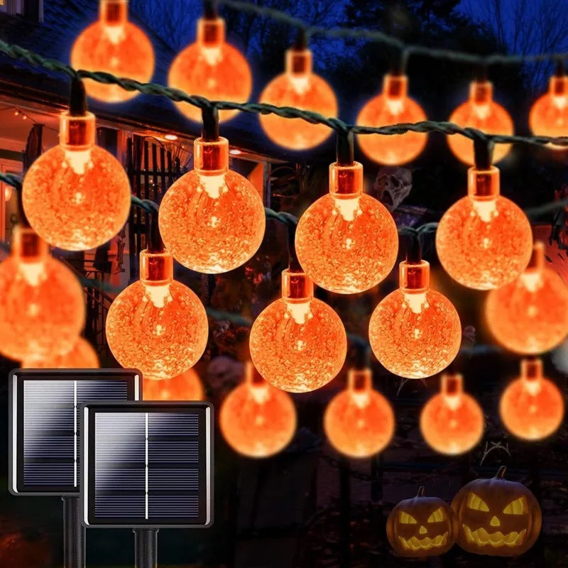 Solar Crystal Globe String Lights with 8 Modes, IP65 Waterproof