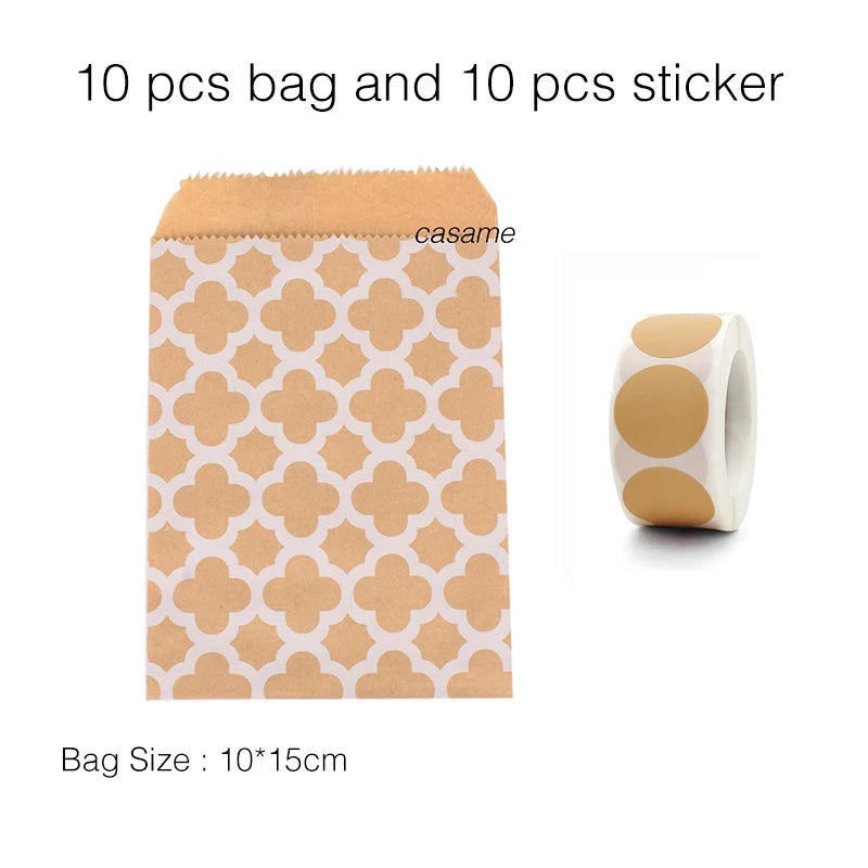 10 units of bags and colorful striped stickers and polka dot stickers 18x9x6cm for souvenirs