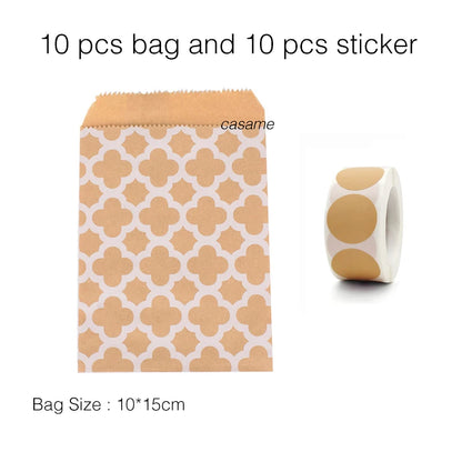 10 units of bags and colorful striped stickers and polka dot stickers 18x9x6cm for souvenirs
