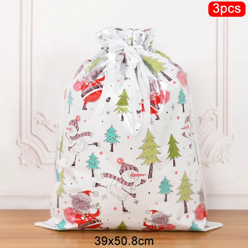 3/5pcs Drawstring Gift Bags for Merry Christmas, New Year 2025