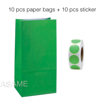 10 units of bags and colorful striped stickers and polka dot stickers 18x9x6cm for souvenirs