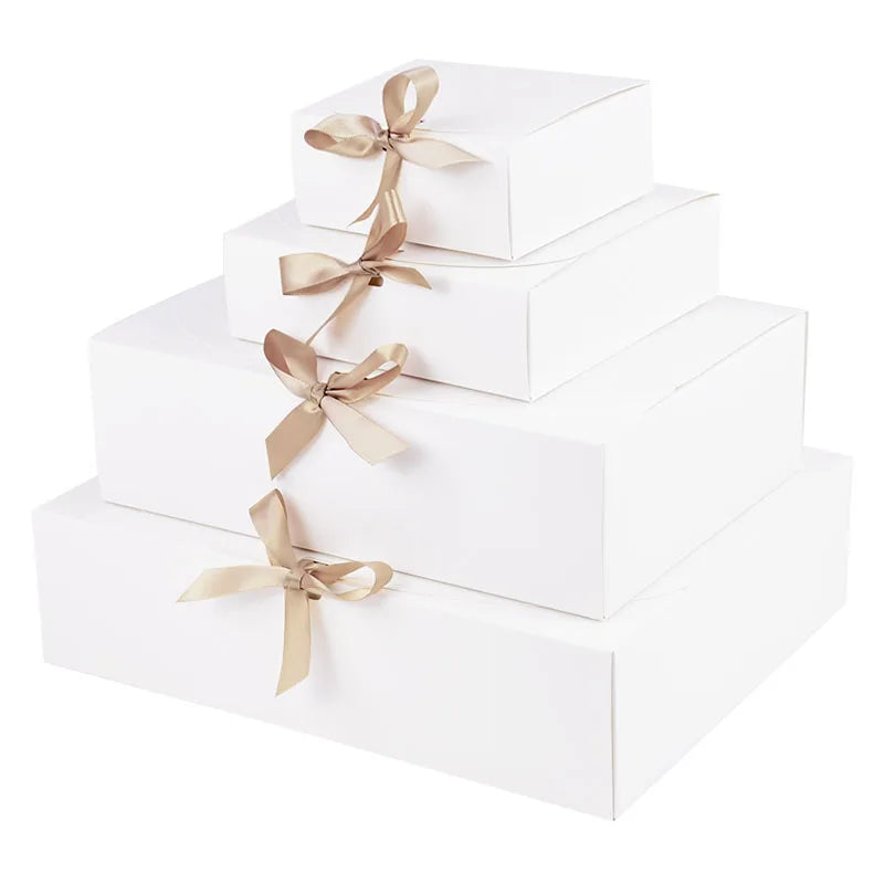 Kraft paper gift box with decorative bow ribbons, various sizes