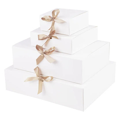 Kraft paper gift box with decorative bow ribbons, various sizes