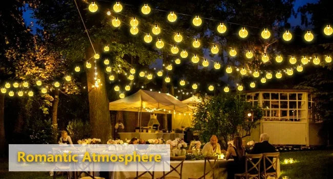 Solar Crystal Globe String Lights with 8 Modes, IP65 Waterproof