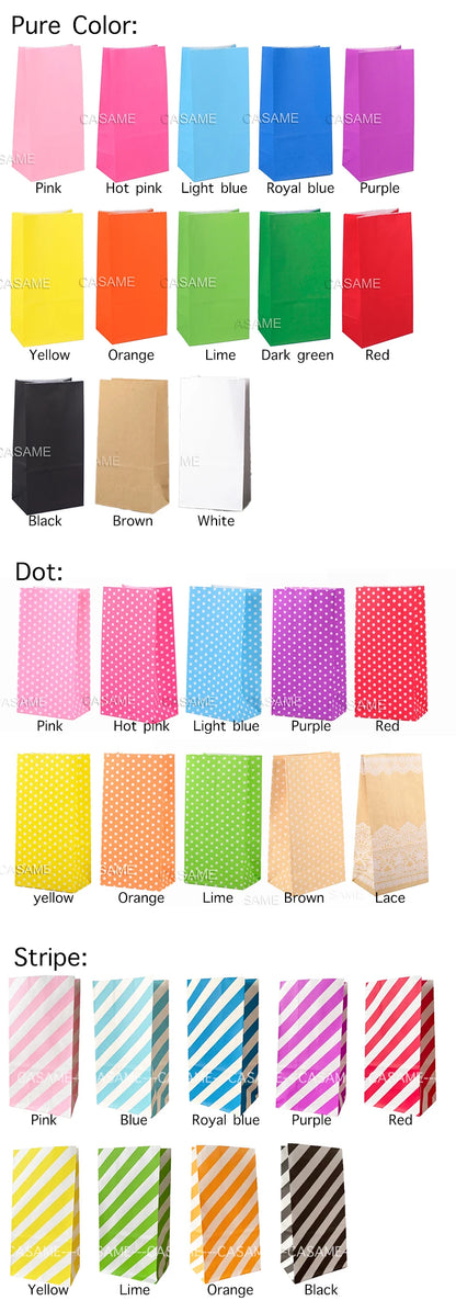 10 units of bags and colorful striped stickers and polka dot stickers 18x9x6cm for souvenirs