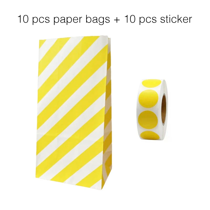 10 units of bags and colorful striped stickers and polka dot stickers 18x9x6cm for souvenirs