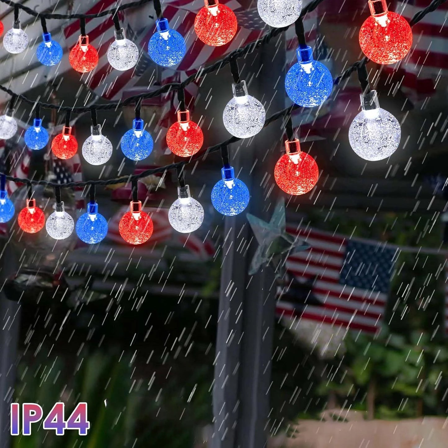 Solar Crystal Globe String Lights with 8 Modes, IP65 Waterproof