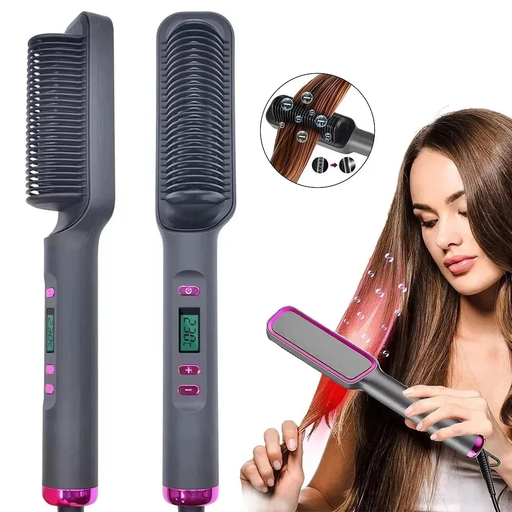 Hair straightening brush