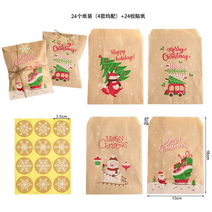 24 Sets of Merry Christmas Gift Bags