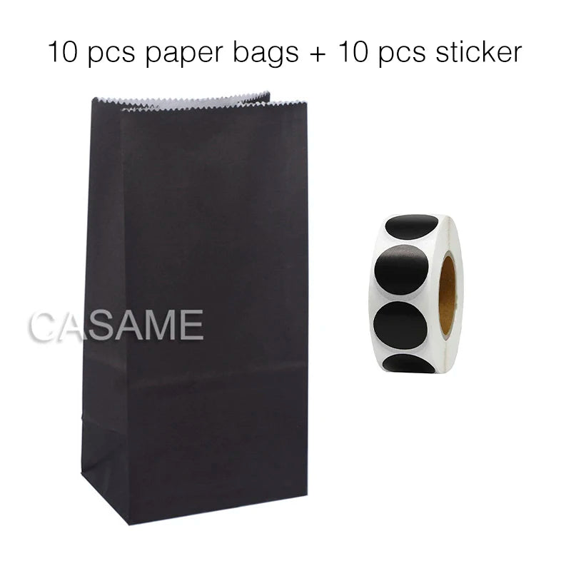 10 units of bags and colorful striped stickers and polka dot stickers 18x9x6cm for souvenirs