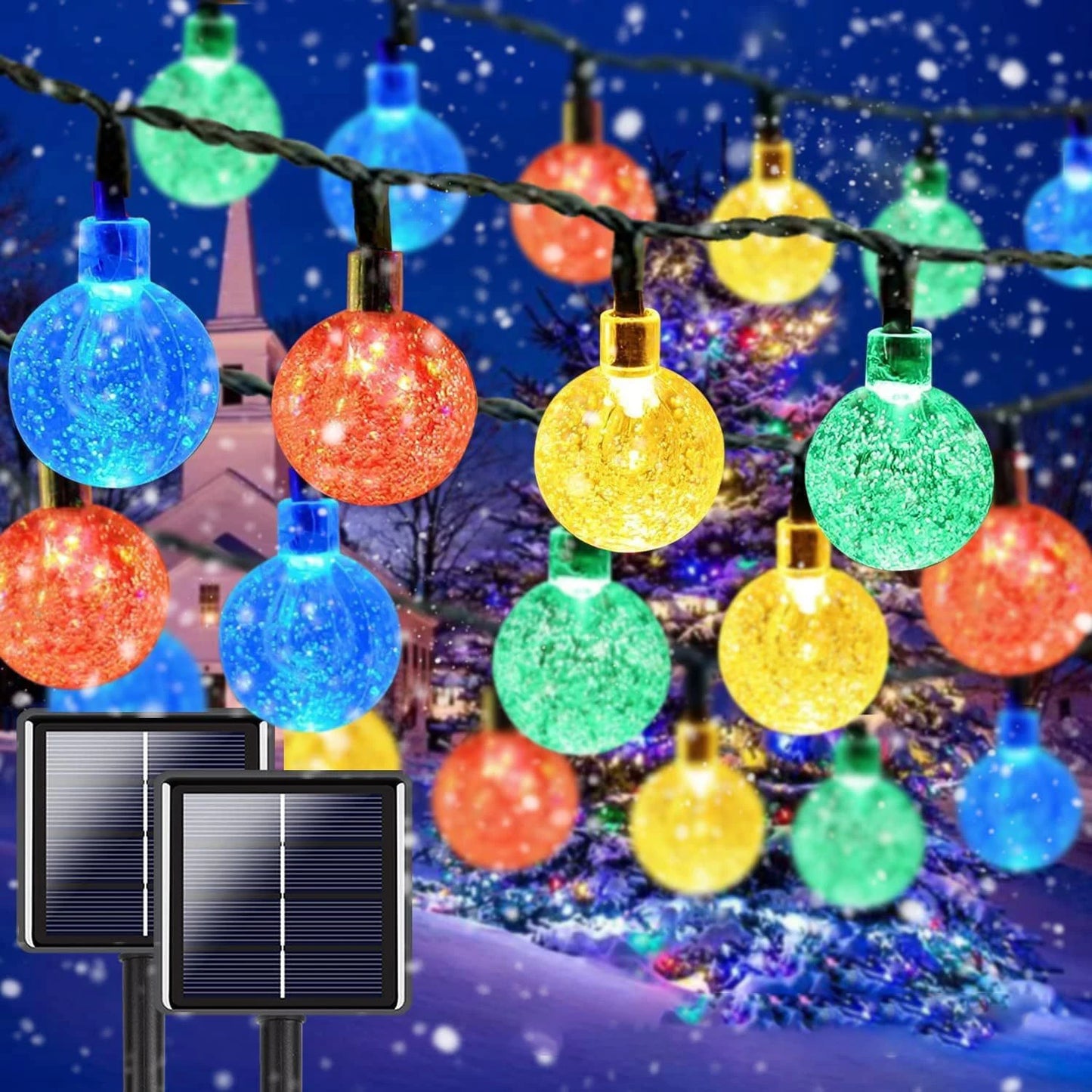 Solar Crystal Globe String Lights with 8 Modes, IP65 Waterproof