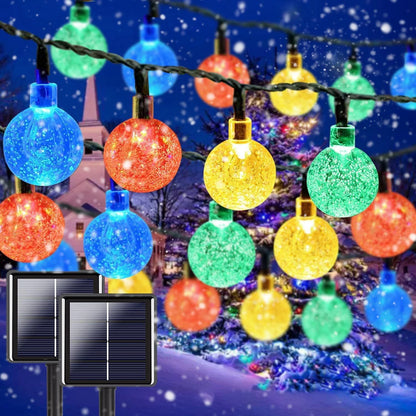 Solar Crystal Globe String Lights with 8 Modes, IP65 Waterproof
