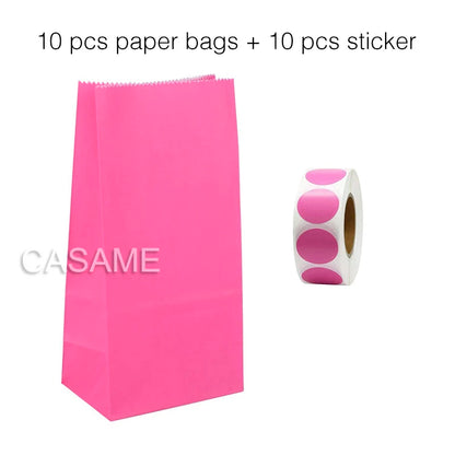 10 units of bags and colorful striped stickers and polka dot stickers 18x9x6cm for souvenirs
