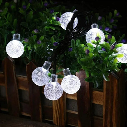 Solar Crystal Globe String Lights with 8 Modes, IP65 Waterproof