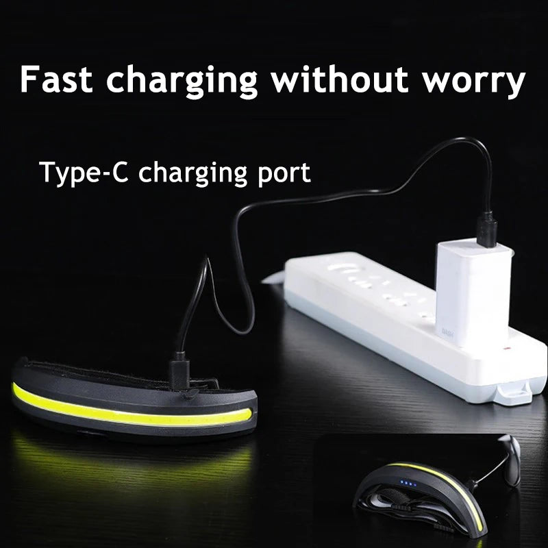 Powerful portable COB headlamp, USB rechargeable